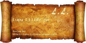 Lupu Liliána névjegykártya